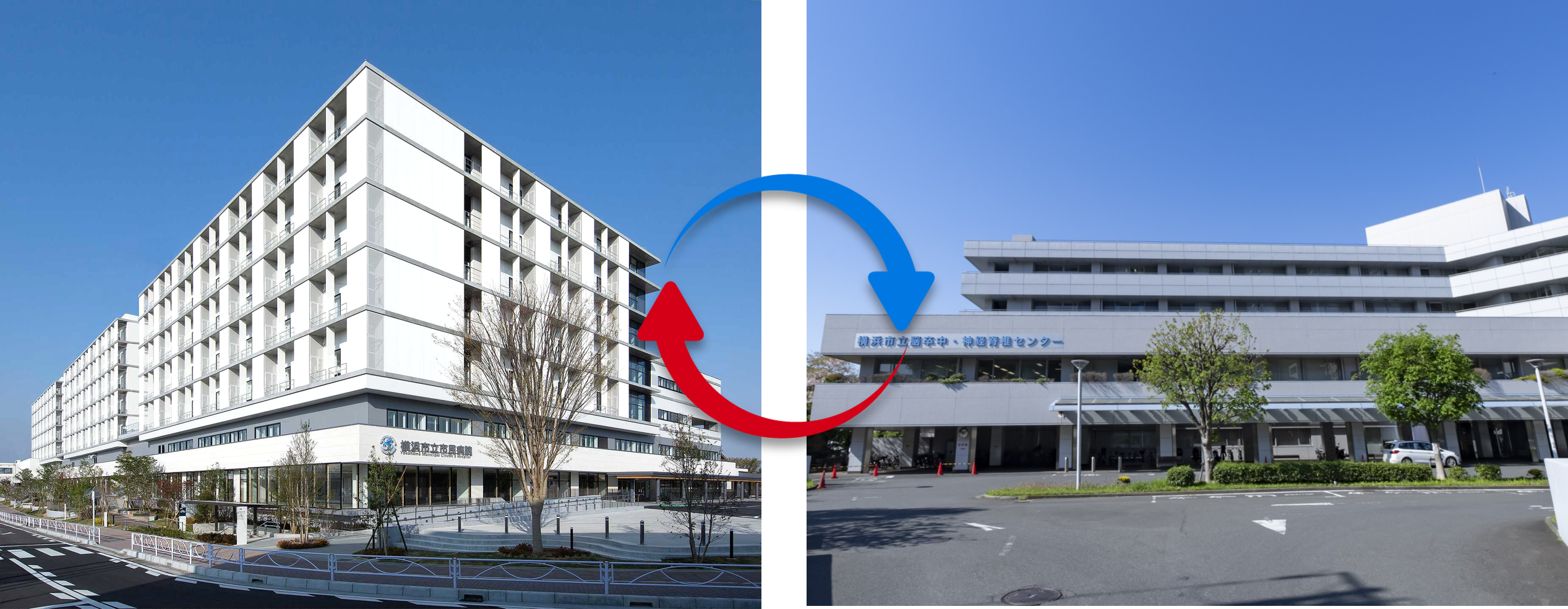 市民病院と脳卒中・神経脊椎センターが連携していることを示す図